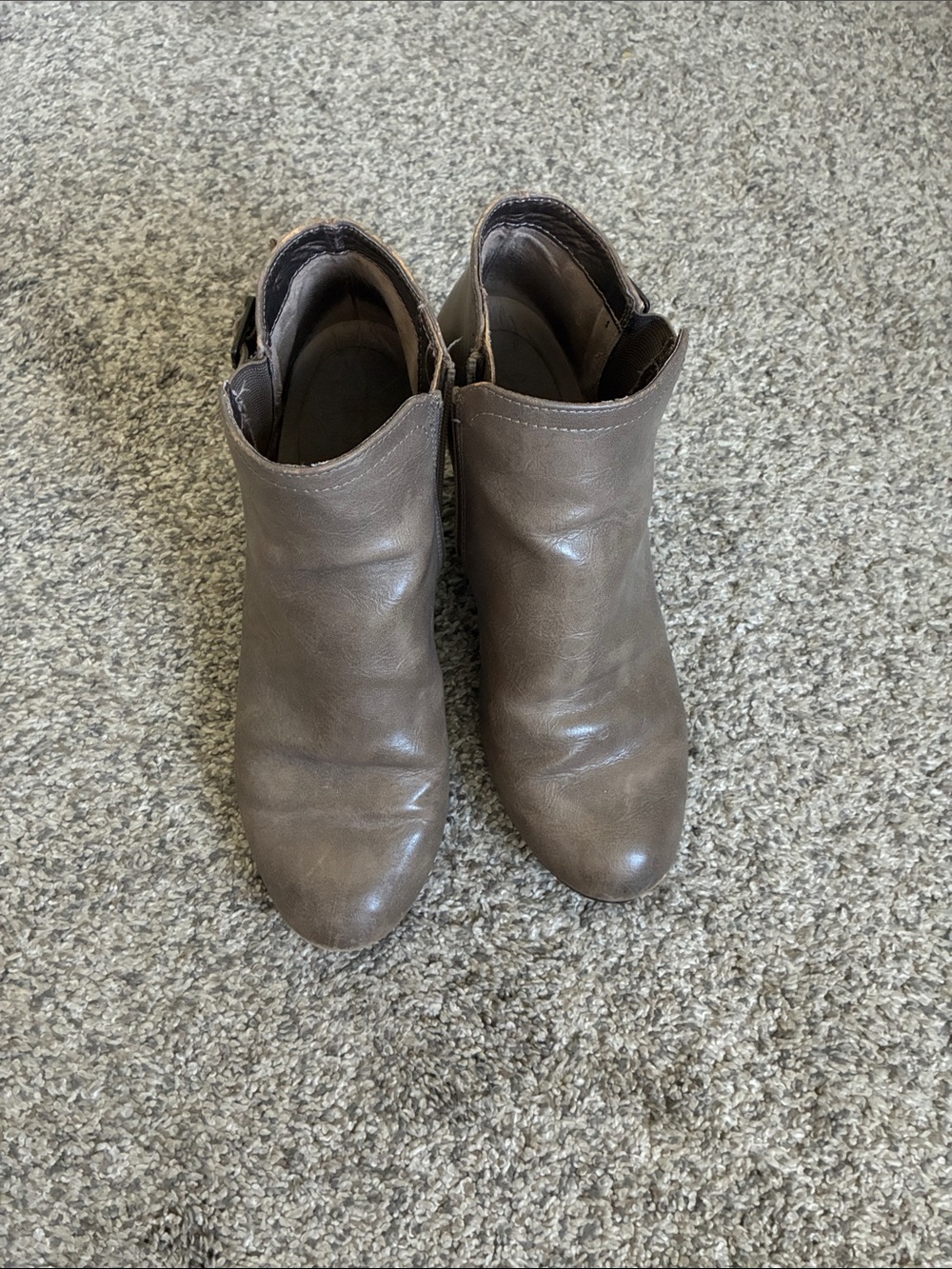 Women’s Taupe Faux Leather Ankle Booties - Classic Everyday Style